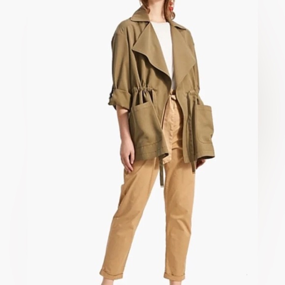Stradivarius Olive Trench Coat Size S - Picture 2 of 16